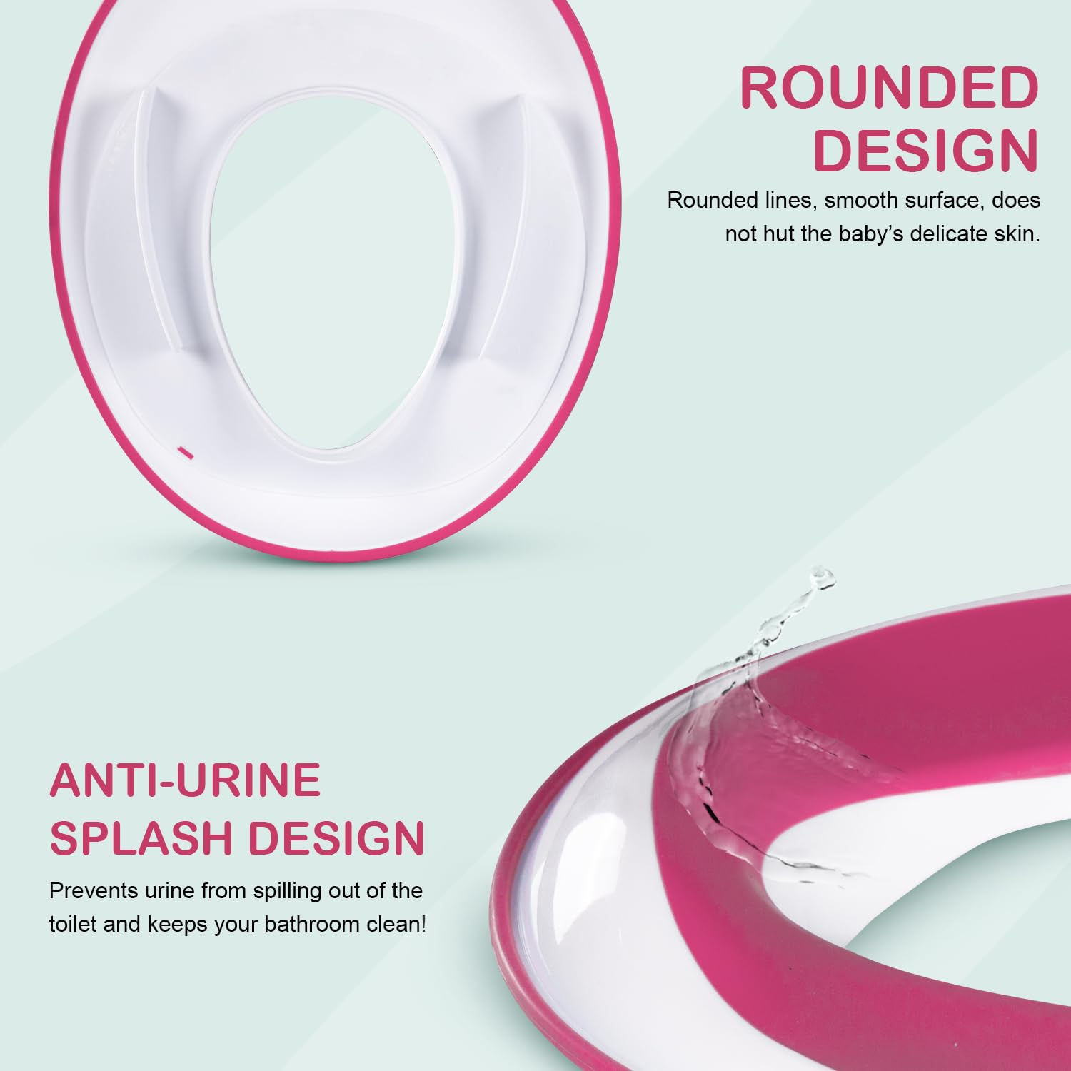 Baybee Baby Potty Training Seat for Kids, Western Toilet Potty Ring with Soft cushion seat with Handle, Fits Round & Oval Toilets, Non Slip with Splash Guard Potty Seat (Bliss Pink-II) 3