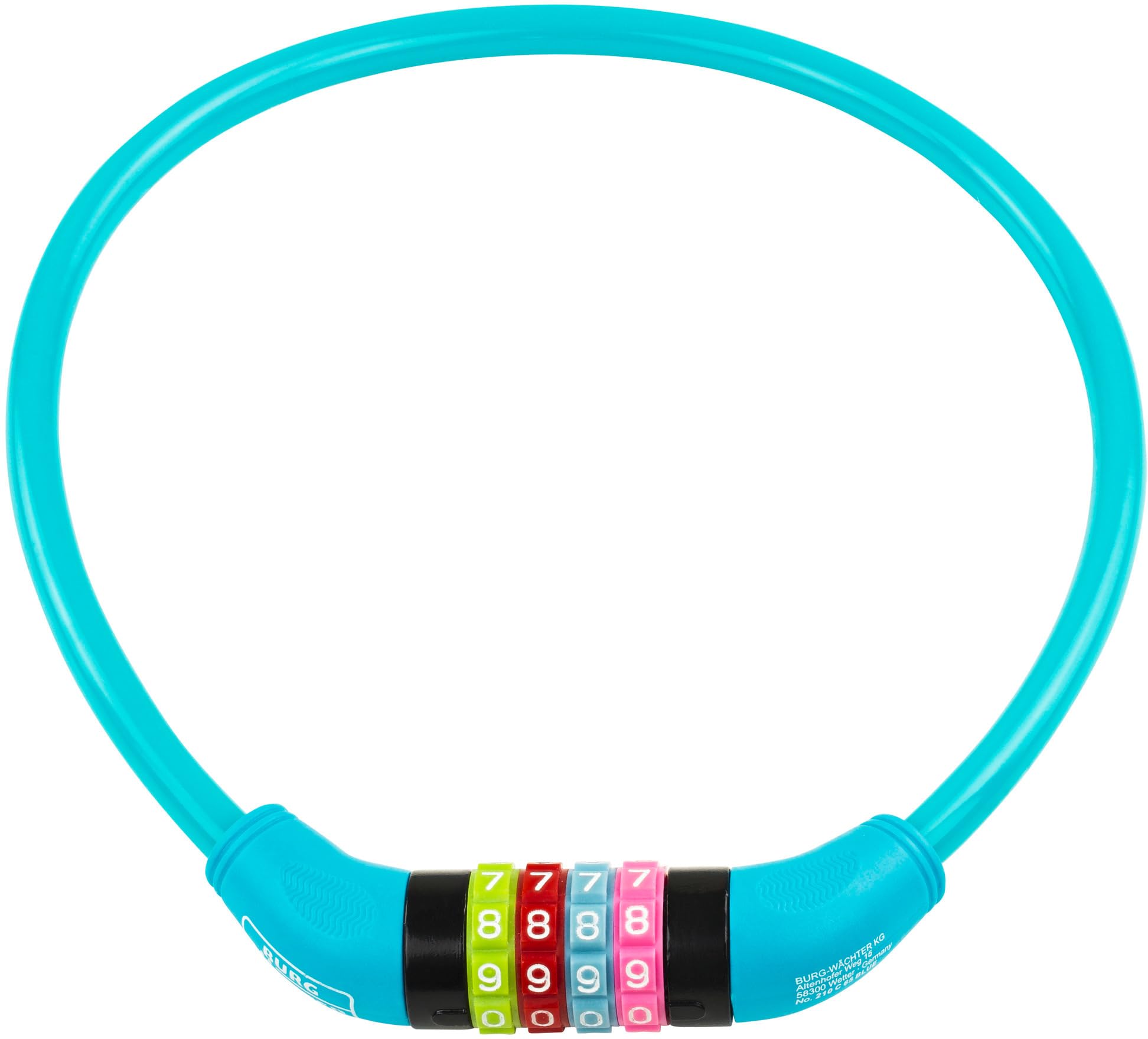 Burg Wächter Lucchetto da Bici per Bambini con Combinazione Numerica, 210 C 65 Kids, Acciaio, Blu