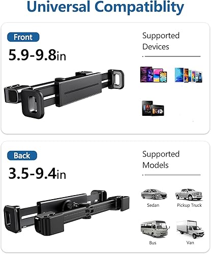 Miniatura 6 de Soporte para asiento trasero para reposacabezas de automóvil, soporte para teléfonotableta, rotación de 360, sólido y estable, esenciales para viaje