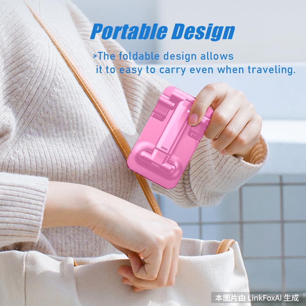 Soporte para teléfono, soporte para teléfono celular ajustable en ángulo con almohadilla de silicona para escritorio, soporte para teléfono móvil totalmente plegable, compatible con todos los