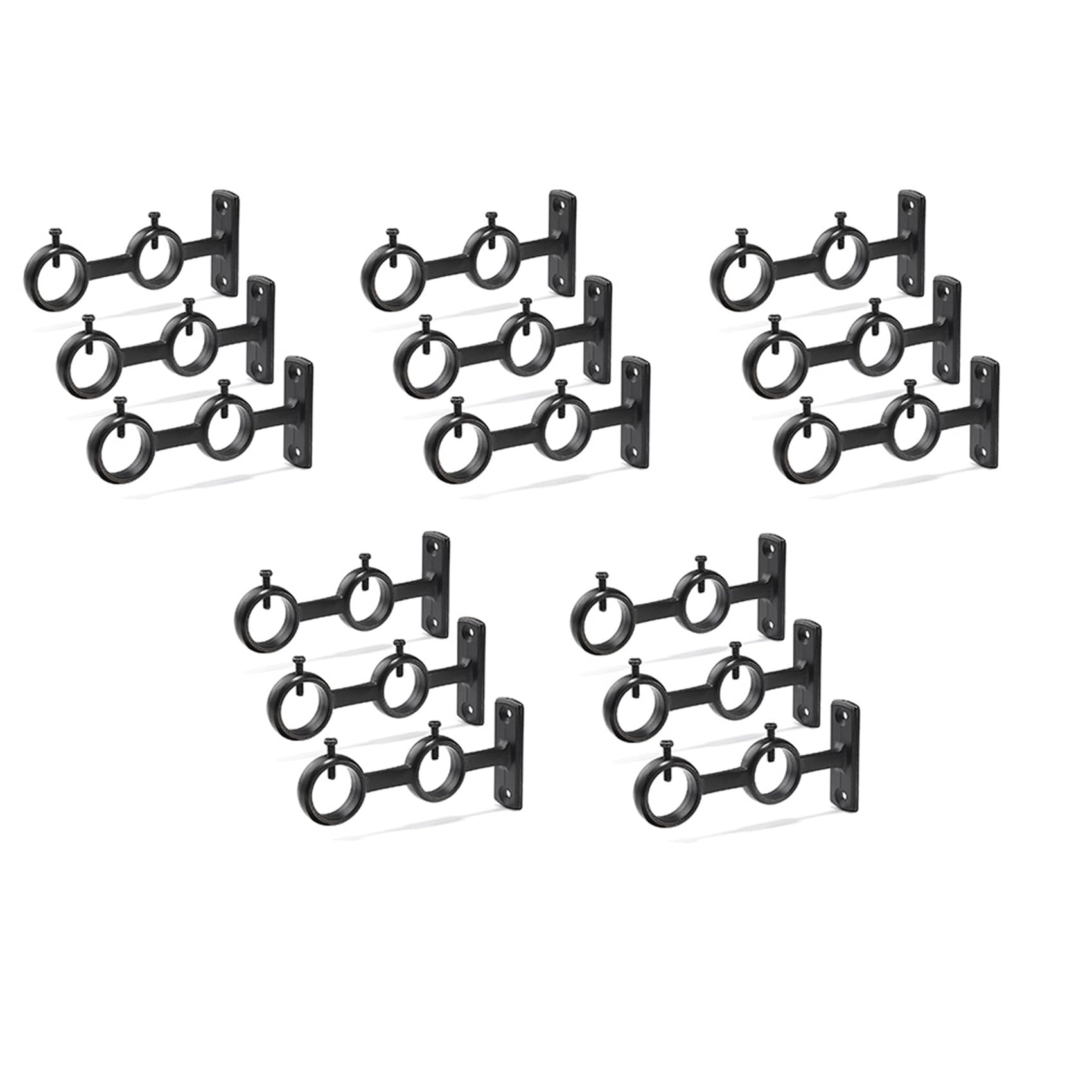 Hndhbfgrt Black Curtain Rod Bracket, 15Pcs Double Curtain Rod Holder, Double Rod Brackets Hooks For Living Room Bedroom Curtain Rods