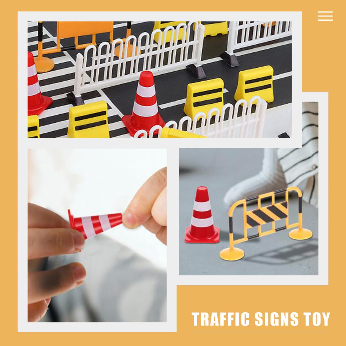Abaodam 27 Pièces Panneau De Signalisation Jouets Miniatures Jouets Magnétiques Plaques De Rue pour Les Enfants De Barricade De La Circulation De Chantier Plastique