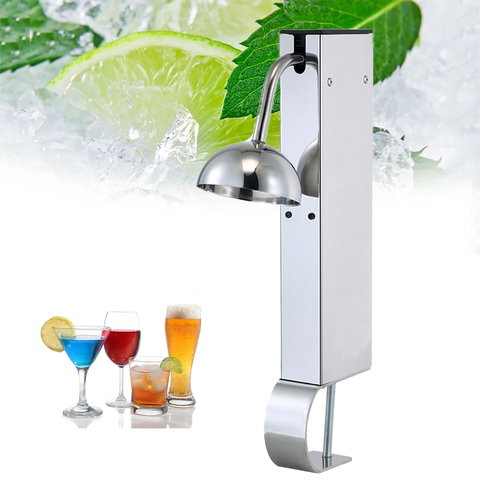 Mini congelatore CO2 in vetro con corpo in acciaio inox, refrigerazione estraibile, congelamento rapido fino a -45 °C, ideale per cocktail, birra, vino e bar