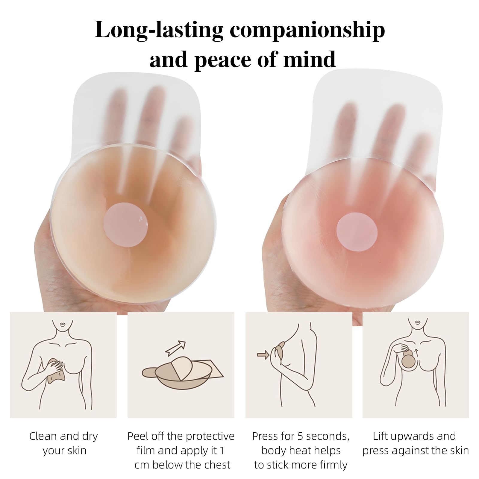 Patch adhésif en silicone - Soutien-gorge adhésif pour gros seins - Ruban adhésif invisible