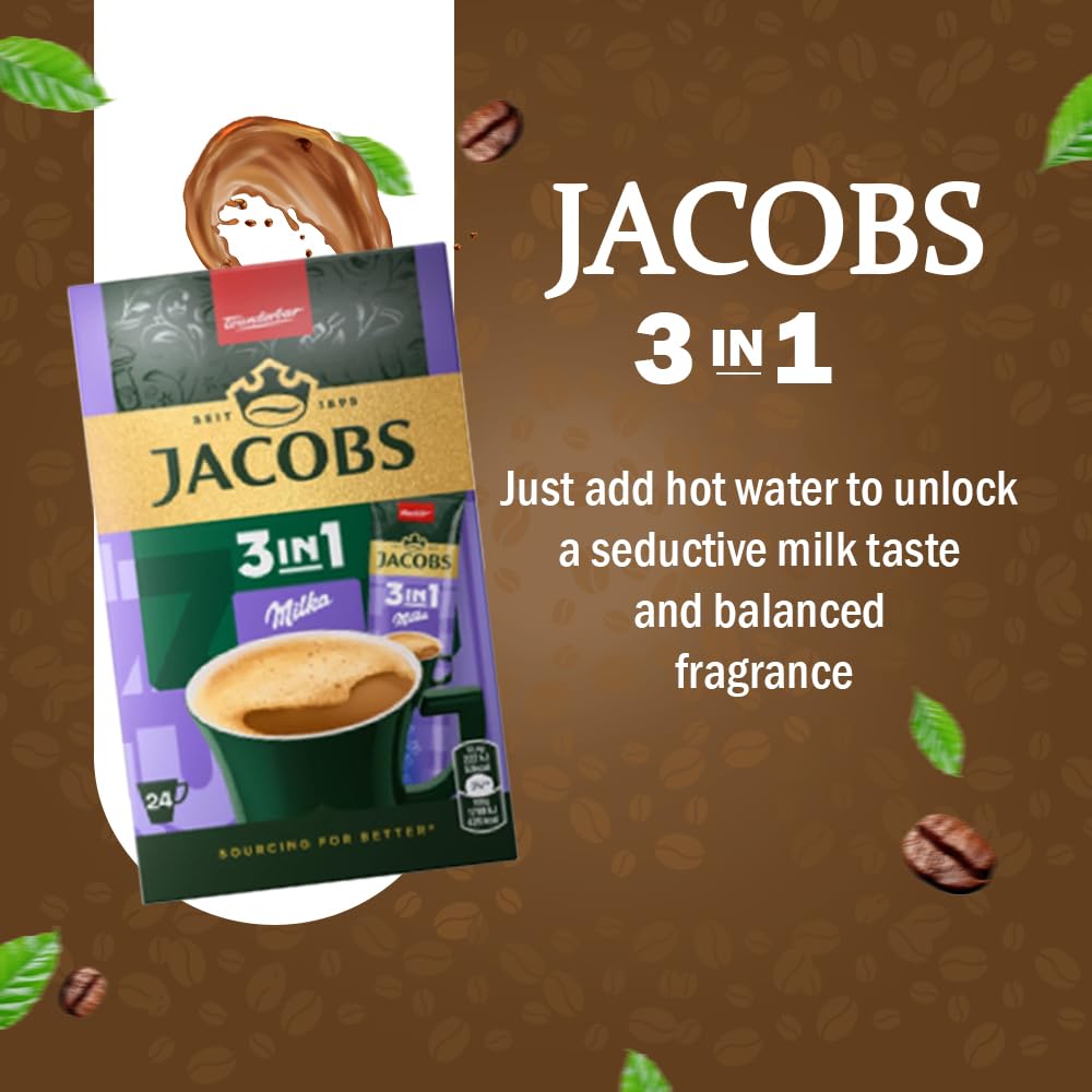JACOBS 3in1 Milka, instant coffee powder, 6 x 24 sticks/sachets, 297.6g