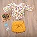 GRNSHTS Baby Girls Floral Suspenders Pant Set Long Sleeve Romper + Short Overalls (110/3-4 Years, Yellow)