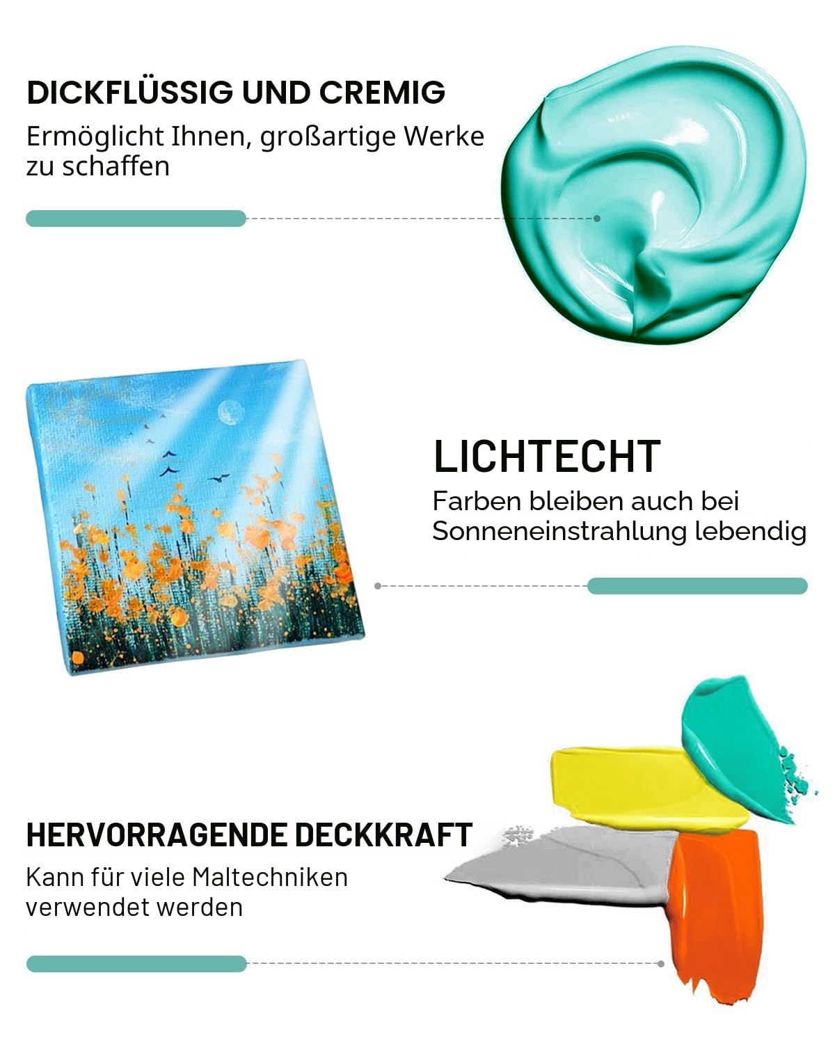 JusArt Acrylfarben set, mit 24 acryl Farben (je 250ml), große Flaschen, ungiftig Acrylic Paint,Wasserfest und Lichtecht,für Künstler,Holz, Stoff,leinwand,Leder und Stein
