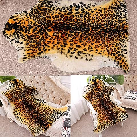 Area Rug Chic Style Tiger Leopard Printed Australia Sheepskin Rug Soft Plush Eco-Friendly Rug Fits Perfectly in Living Room/Bed Room or as a Couch Decor One Pelt(75cmx110cm (29.5x43.3Inch, Leopard) Cover