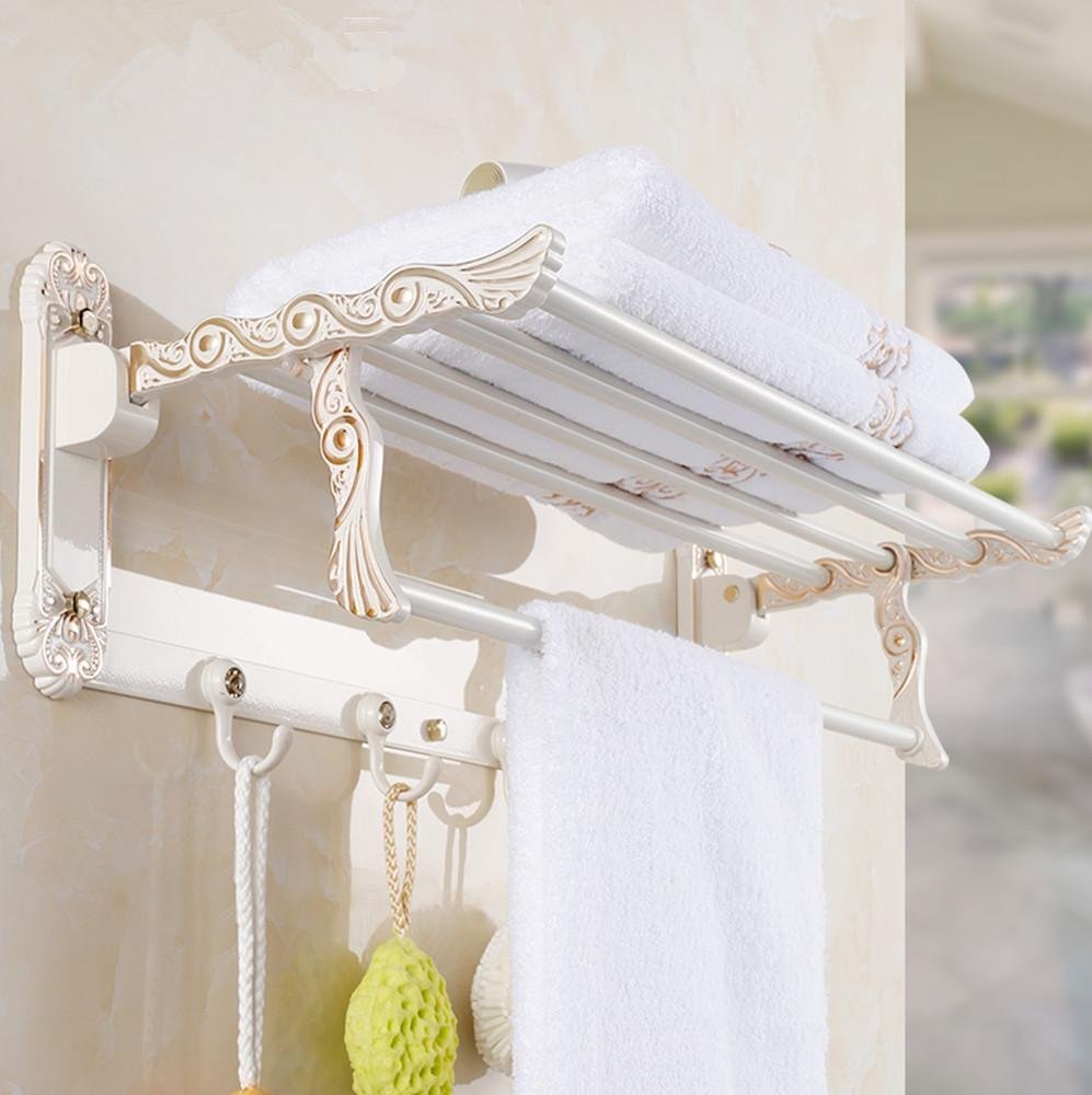 Toallero de baño retro con perchero de ganchos y estantes robustos