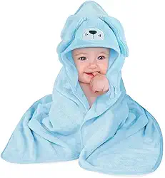 Toalha Banho Capuz Bichinho Bordado Roupão Bebê Recém Nascido Infantil Criança Bordado (Azul)