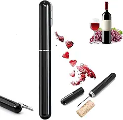 Abridor de Vinho Multifuncional, Saca Rolhas com Bomba de Ar, Conjunto para Servir Vinho como Sommelier (Preto)