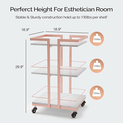 Miniatura 9 de Carrito de esteticista con ruedas, carrito rodante para salón de utilidad, organizador de almacenamiento móvil para belleza, spa, cosmetología,