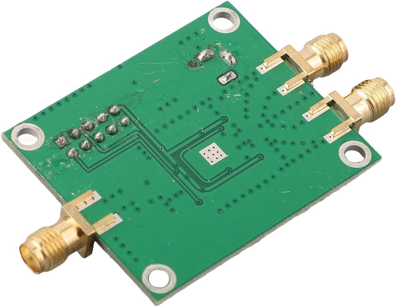 Bottom view of the MAX2870 RF Signal Generator Module, showing solder points and traces.