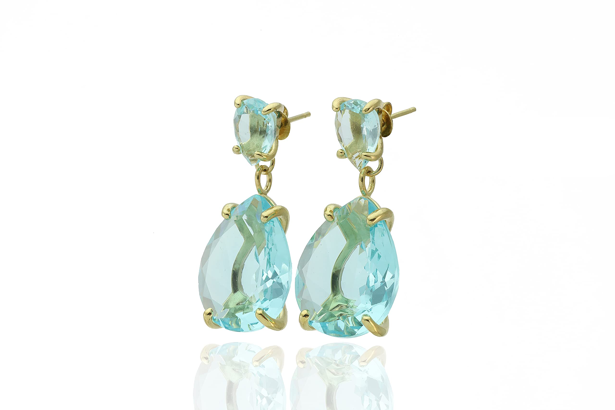 Topaze bleue boucles d'oreilles longues comme pierre de naissance unique - 9