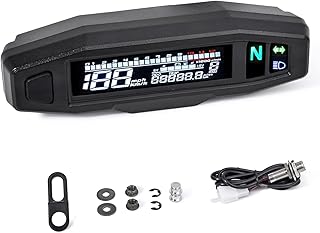 Universal Motorcycle Speedometer 6 Gear 12000 RPM Km/h MPH Mini LCD VA Screen Digital Motorcycle Speedometer, Odometer, Tachometer