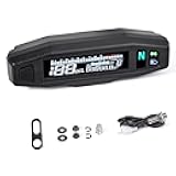 WHALETAIL Universal Motorcycle Speedometer 6 Gear 12000 RPM Km/h MPH Mini LCD VA Screen Digital Motorcycle Speedometer, Odometer, Tachometer