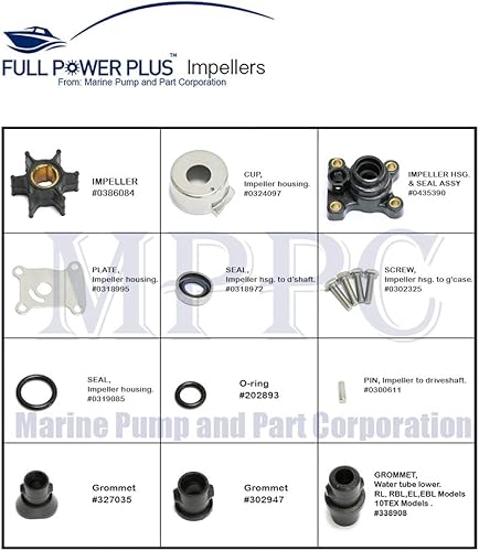 Miniatura 2 de Full Power Plus Kit de impulsor para fueraborda Johnson Evinrude 8-15HP con carcasa 1974-UP 18-3327,394711