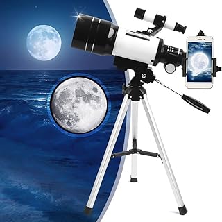 Telescope for Kids Adults Astronomy Beginners (15X-150X) Professional Astronomical Refractor Telescope with 70mm Aperture and 300mm Focal Length,Adjustable Tripod Stand,Mobile Phone Holder