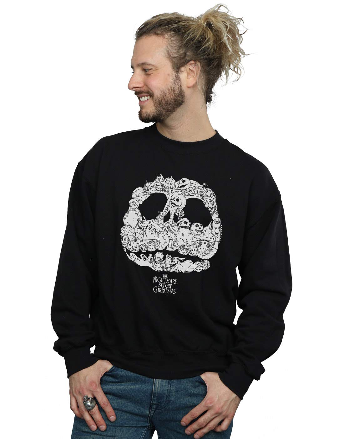 Disney Men's Nightmare Before Christmas Jack Skellington Cemetary Sweatshirt Black Small