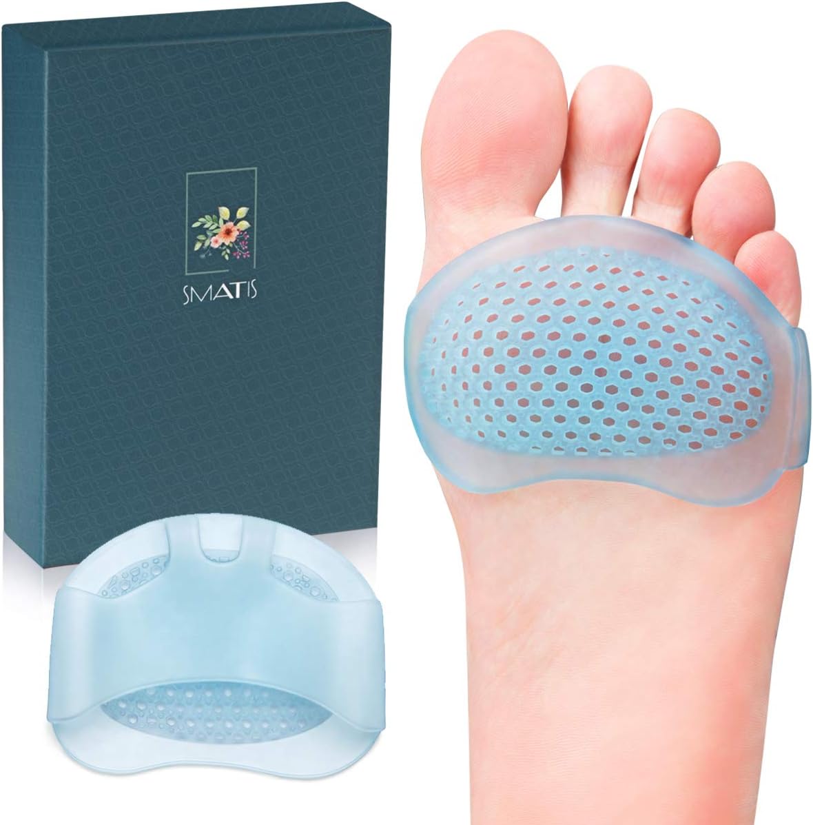 Metatarsal Pads for Women and Men, 4PCS Ball of Foot Cushion Foot Pads Heel Cushions for Shoes for Metatarsalgia Neuroma Mortons Neuroma Pads Atrophy Burning Sensations Relieve Pain (Blue)