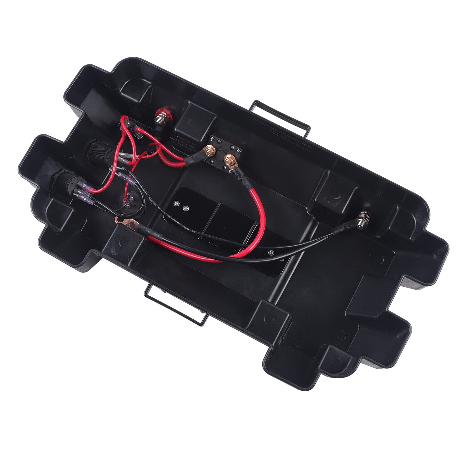 Caja de batería multifunción con dos puertos USB y control de voltaje en tiempo real para barco, caravana y camping, 1,1 kg, color negro
