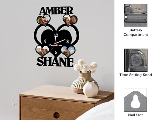 Miniatura 5 de AIFLM Reloj de madera personalizado con imagen de texto grabada con foto, relojes personalizados para paredes, reloj de fotos personalizado, regalo