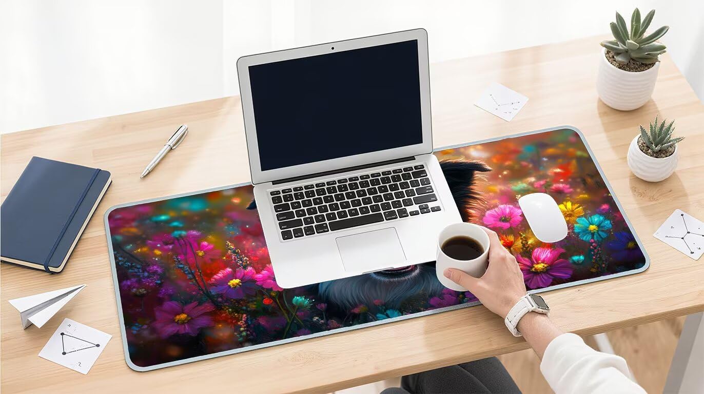 Podkładka pod mysz XXL 1400 x 600 mm podkładka pod mysz dla graczy kwiat duża podkładka pod mysz biurową akcesoria dla psów z antypoślizgową podstawą wodoodporna podkładka pod mysz podkład, do nauki