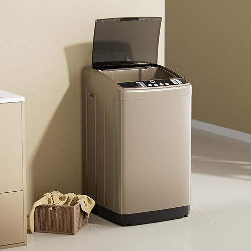 Lavadora automática portátil de 19 libras, lavadora de 2.5 pies cúbicos con bomba de drenaje, 10 programas de lavado, 8 niveles de agua, combo de