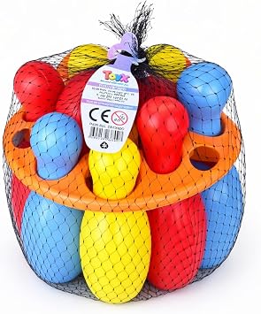 TOYX Oyuncak Bowling Seti 8 Parça – Çocuk Bowling Oyunu, 6 Pin + Top, Taşıma Aparatlı, Eğitici Spor Oyuncağı, 3+ Yaş