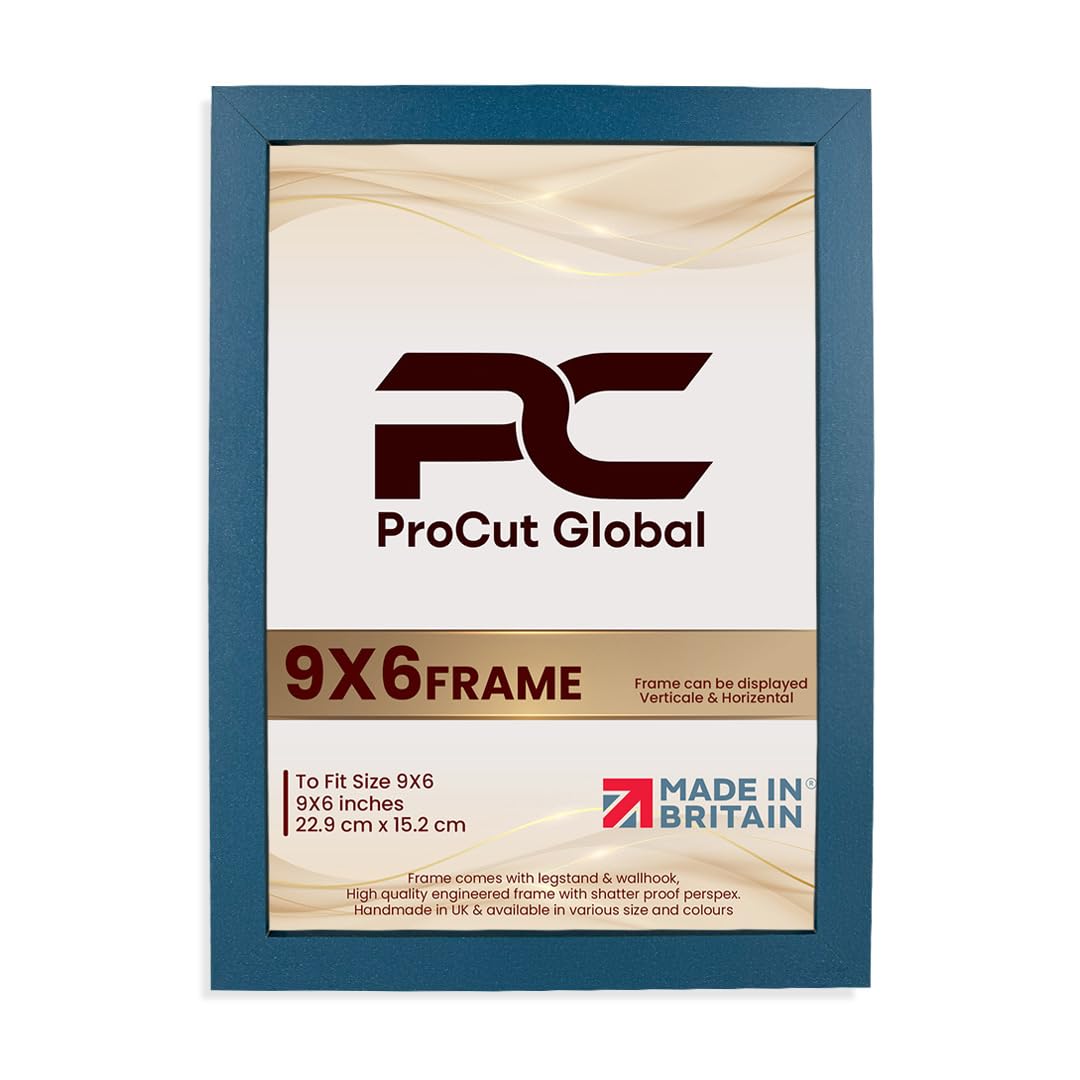 Procut Global 9X6 Navy Blue Picture Frames – Sleek Wooden Photo Frame with Shatterproof Perspex for Wall or Tabletop – Perfect for Posters, Certificates, Prints–Multiple Sizes & Colors Available