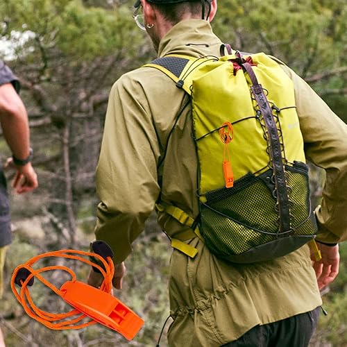 Miniatura 7 de 6 silbatos de supervivencia de emergencia con cordón ajustable silbato de seguridad reflectante para camping senderismo barco naranja amarillo
