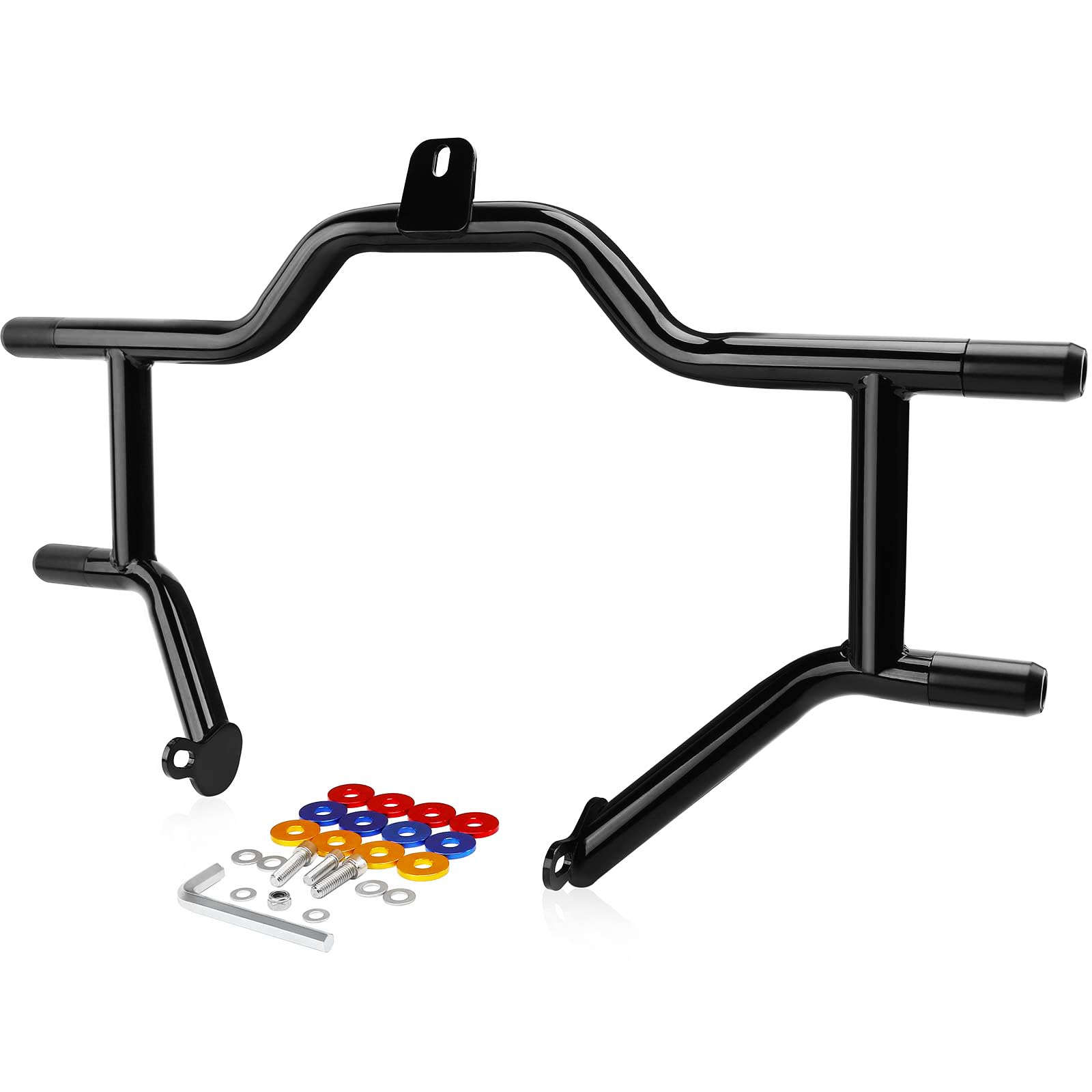 Motorcycle Crash Bar Compatible with Harley Davidson Engine Gauard Fit Touring Street Glide Road King Electra Glide Ultra Limited Trike 2009-2025 Flat Out Bar Protector Bracket Black