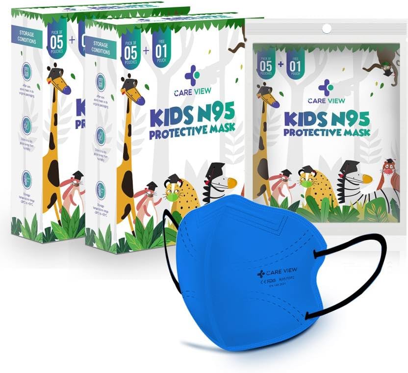 Careview N95 Kids N95 Face Mask,5 Layered Filtration, DRDO, BIS (ISI),CE Certified, Ear Loop Style