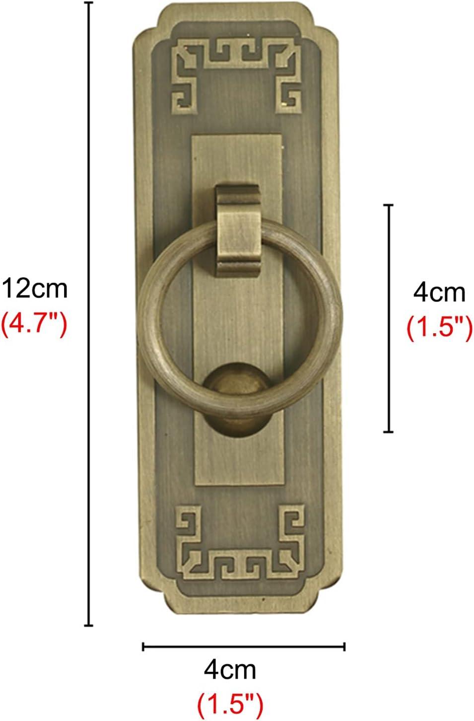 JYDQM Retro Door Knocker Decorative Bronze Rectangle Door Handle, Traditional Rustic Gate Knocker for Fences Doors, Garage Gate, Barn Door, Closet & Outdoor Indoor (Size : 12x4cm/4.7"x1.5")