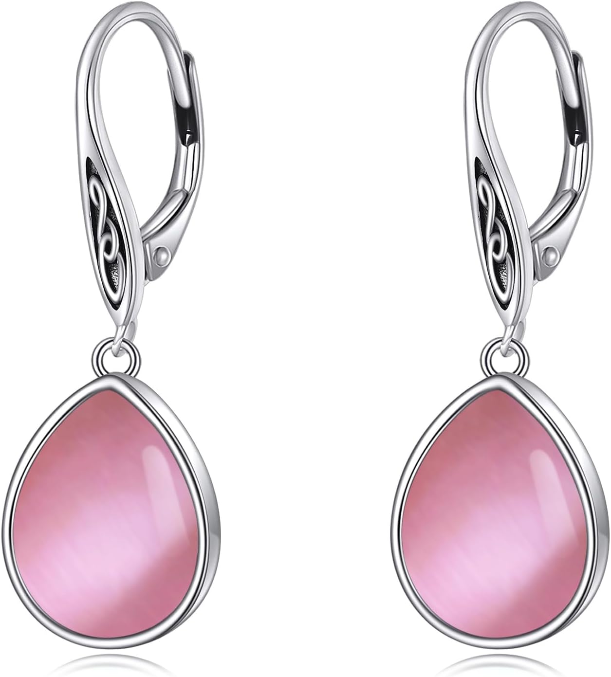 Mothers Day Gifts for Mom Celtic Knot Earrings 925 Sterling Silver Lapis Lazuli/Moss Agate/Amethyst/Black Onyx Natural Gemstone Dangle Leverback Earrings Jewelry Gift for Wife Women