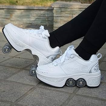 XRDSHY Schoenen Met Wieltjes Voor Kinderen, Jongens en Meisjes - Sportschoenen, Skateboardschoenen, Skateschoenen, Trainers, Sneakers, Rolschoenen - Lila, Maat 39