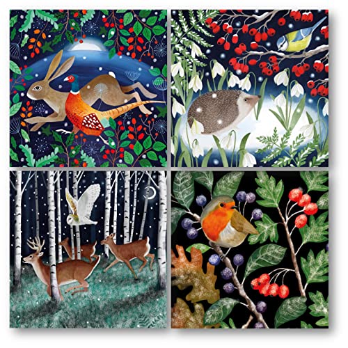 Museums & Galleries Weihnachtskarten für Wohltätigkeitsorganisationen, verschiedene Designs, Waldtiere, 10,2 x 12,7 cm, Winter-Wildtier-Designs, festliche Weihnachtskarten, Multipack, zur