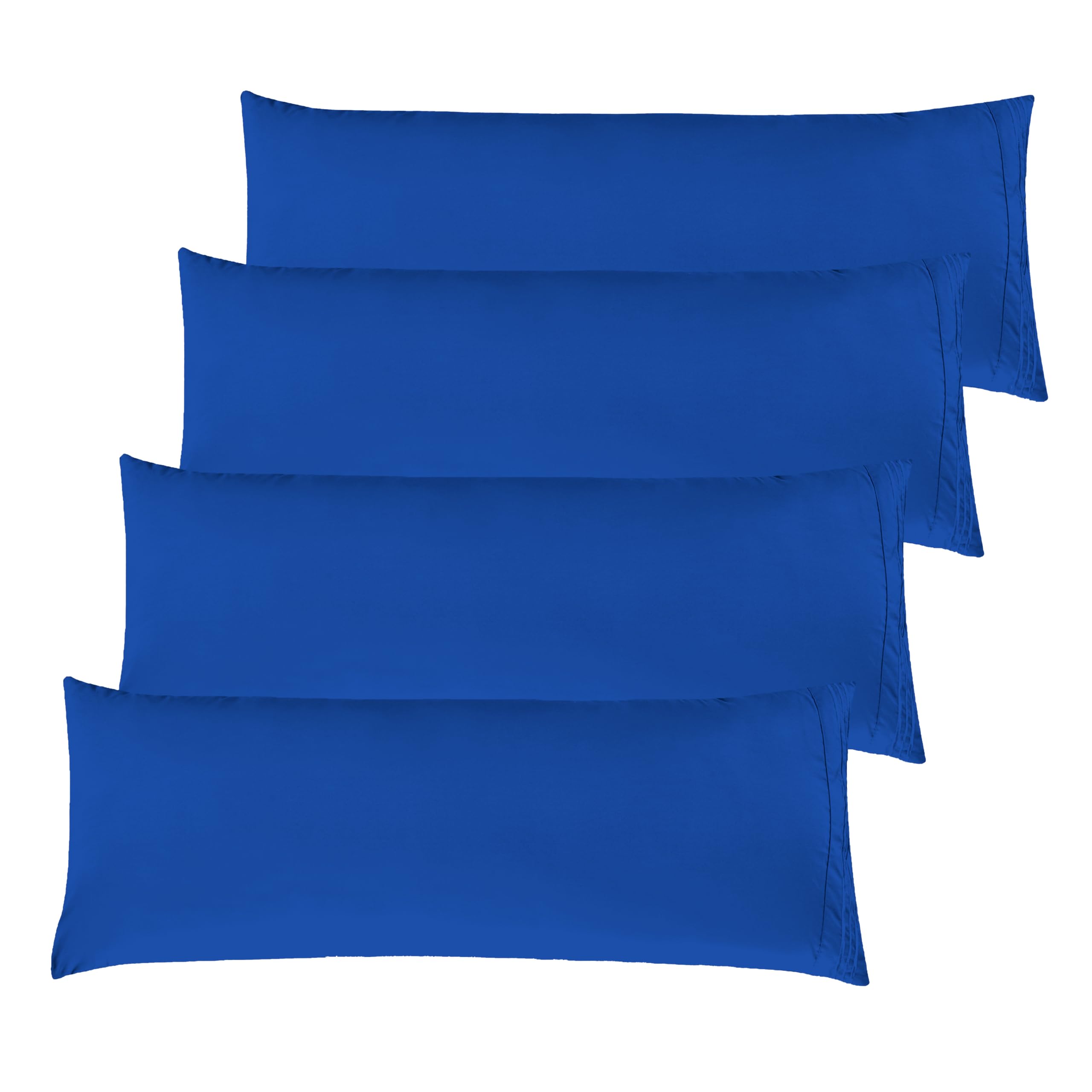 Elegant Comfort 4-PACK Solid Pillowcases 1500 Premium Hotel Quality Microfiber - Smooth Weave, Wrinkle and Stain Resistant, Easy Slip-On, 4-Piece Set, Body Pillowcase, Royal Blue