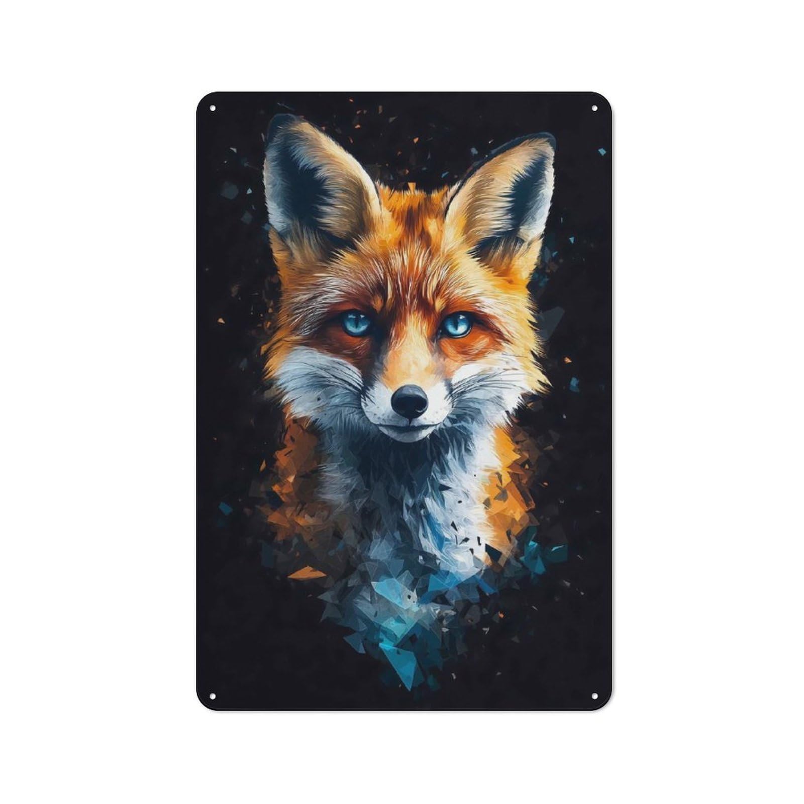 Junmoney Fox Portrait Retro Metal Plaque 30X20cm For Studio Or Craft Room, For Vintage Wall Decor Fans, For Kitchen And Home Bar Decor