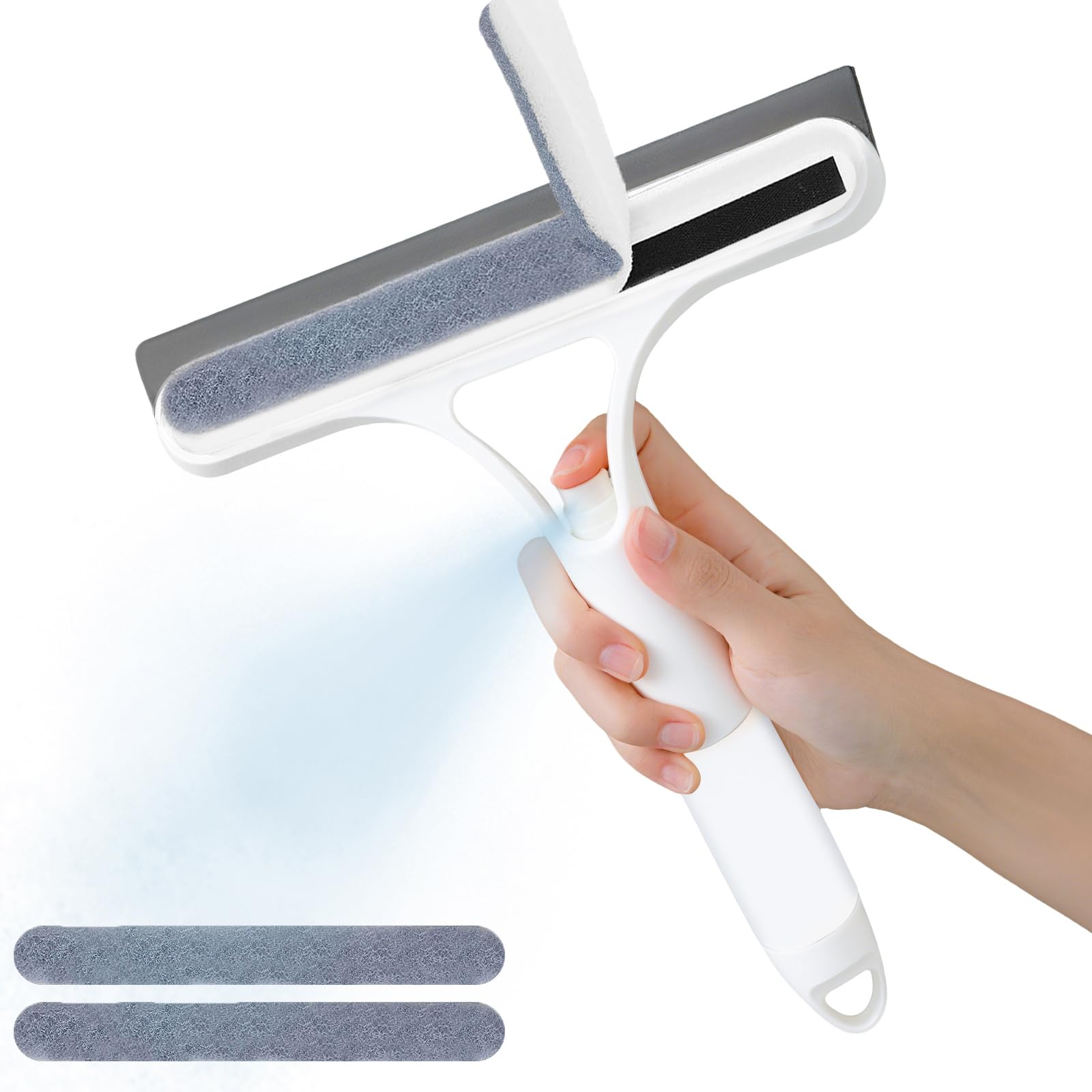 Pro 3 in 1 Window Cleaning Scraper with 2 Replaceable Cleaning Cotton Strips, 3 in 1 Spray Squeegee, Window Squeegee, Suitable for Cleaning Bathroom