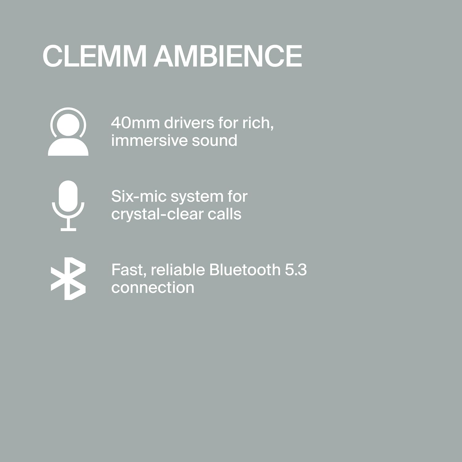 Clemm Ambience Over-Ear Headphones with Microphone, Noise Cancelling and Transparency Mode, 65H Playtime, Memory Foam, Graphite - Image 5