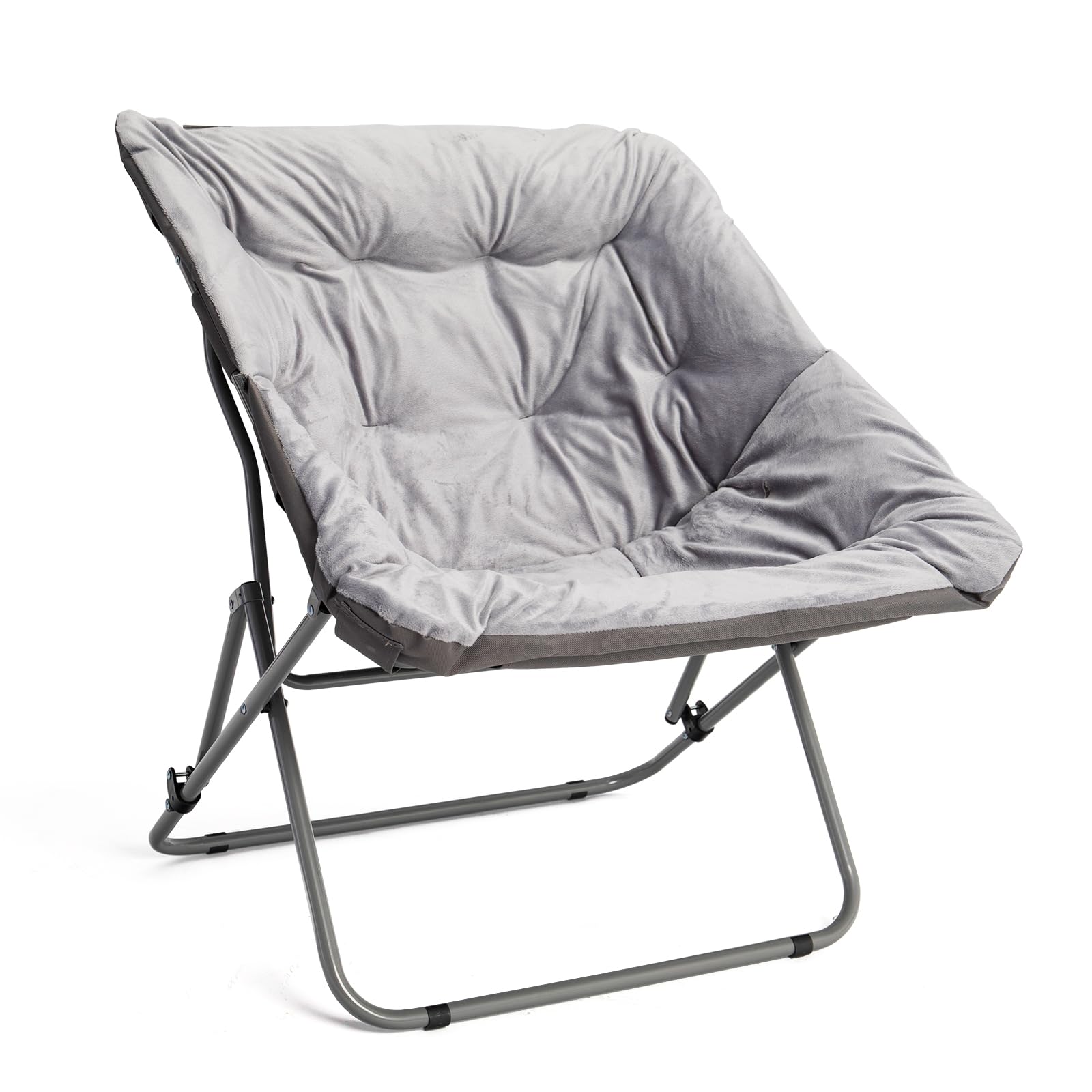 Comfy Saucer Chair, Folding Faux Fur Lounge Chair for Bedroom and Living Room, Flexible Seating for Kids Teens Adults
