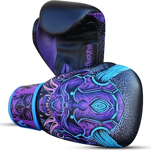 Miniatura 3 de BUDDHA FIGHT WEAR - Guantes de boxeo Fantasy Luzbel - Muay Thai - Piel sintética de Kick Boxing - Tejido interior resistente al olor - Costuras