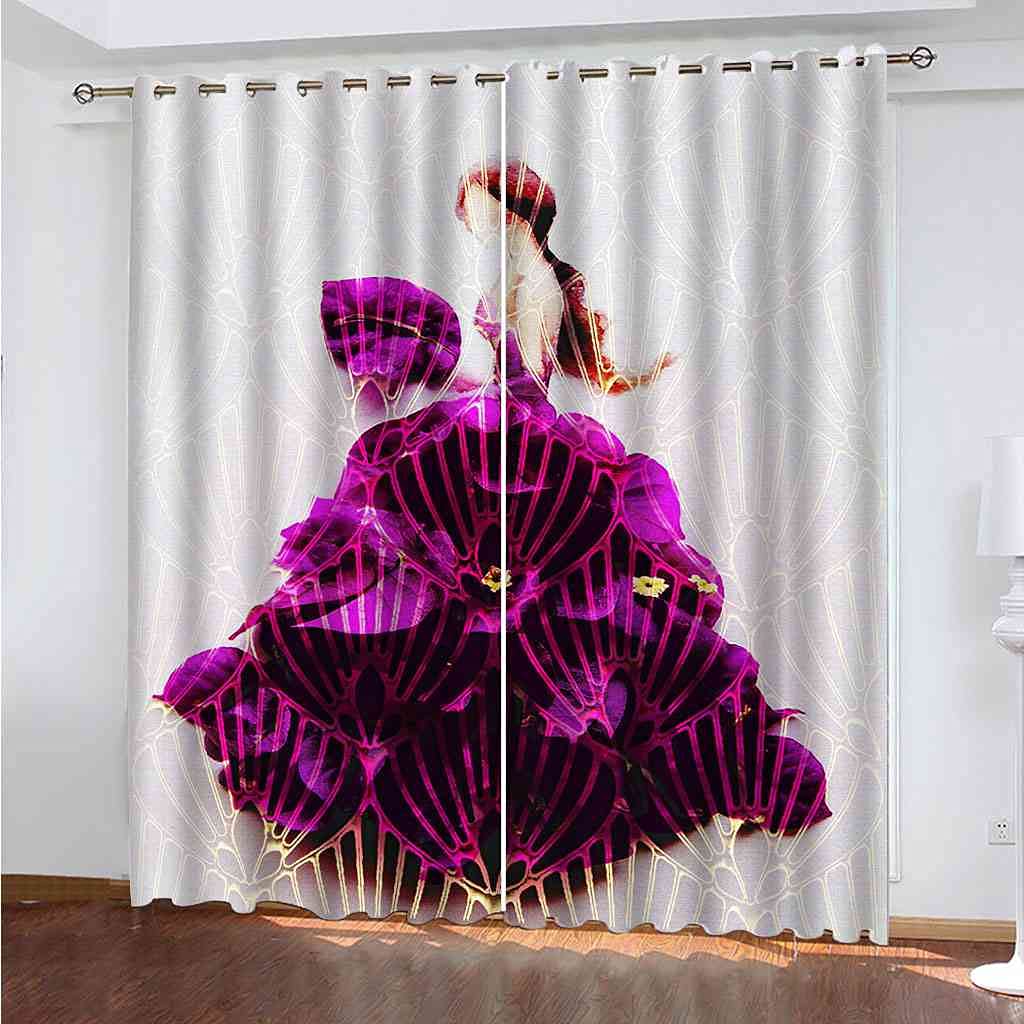 Rideaux occultants enfant fille violette 140x160cm en polyester