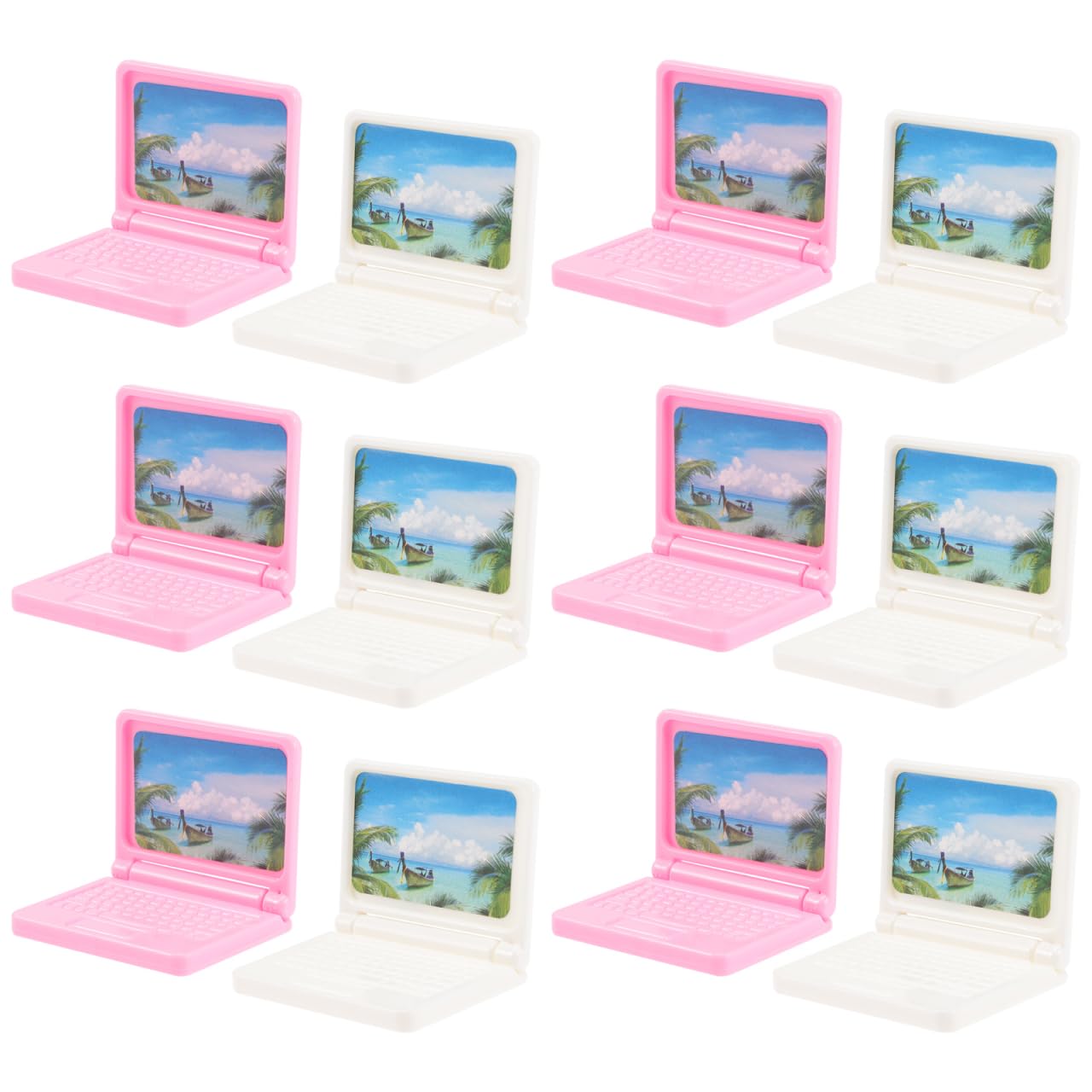 VICASKY 12Pcs Miniature Laptop Toys Realistic Computer Models for Kids Educational Play Dollhouse Decoration Accessories 1.69X1.38X0.31In