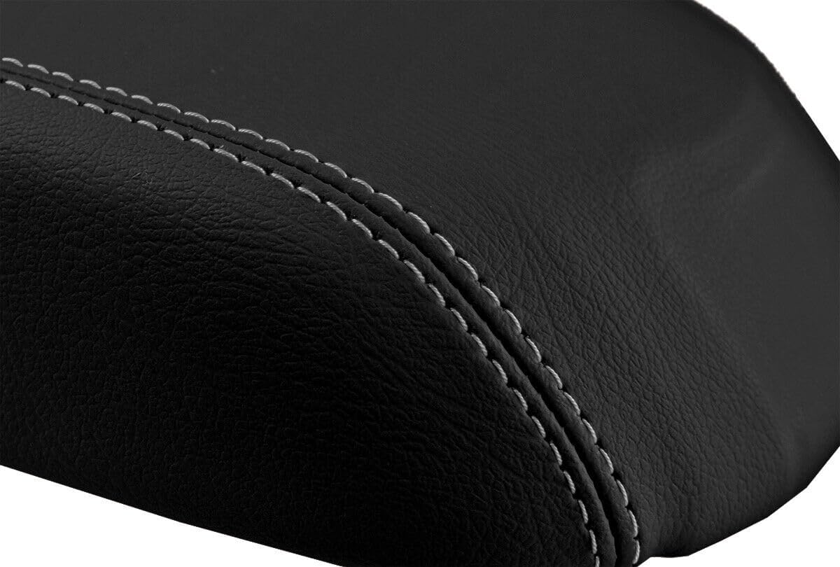 PVC Leather Console Lid Pull Over Cover Gray Stitch Compatible with Ford Taurus 2010-2019