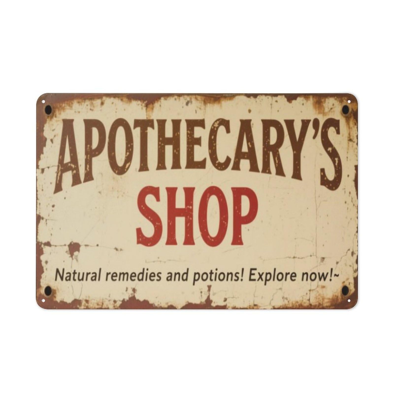 peiyeety Apothecary's Shop Vintage Metal Tin Sign Unique Remedy & Potion Display Decor for Homes & Shops Nostalgic Aluminum Plaque for Wellness Spaces, 6x8 Inch