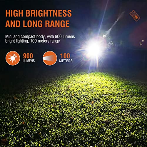 Mini Flashlight, 900 High Lumen Keychain Edc Flashlight, Super Bright Pocket Usb Rechargeable Small Tactical Handheld Led Flash Light With Magnetic Waterproof For Camping, Hiking, Emergencies #TOP2