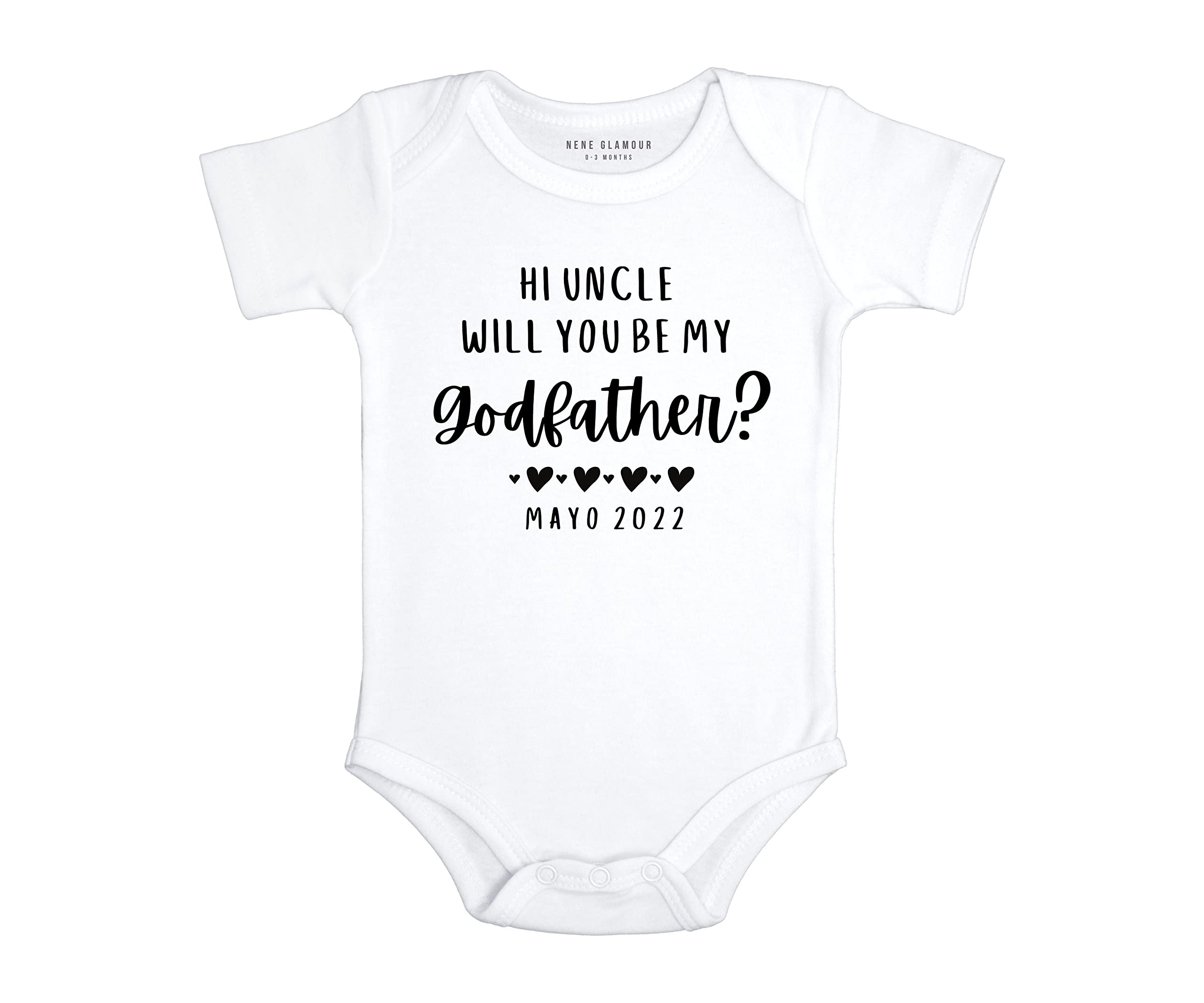 Generic Hi Uncle Will You Be My Godfather? Onesie | Tio | Baptism Onesie | Padrino (3-6 Months), White
