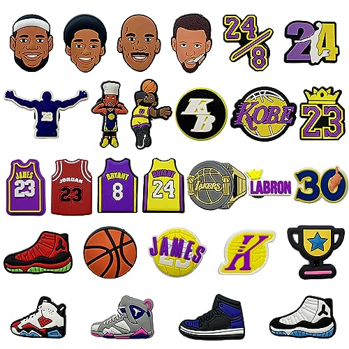 28 piezas de adornos de zapatos de la NBA, adornos de zapatos con estampado de cocodrilo, decoraciones de bricolaje, favores de fiesta, para zapatos de playa, zuecos (28 estilos)